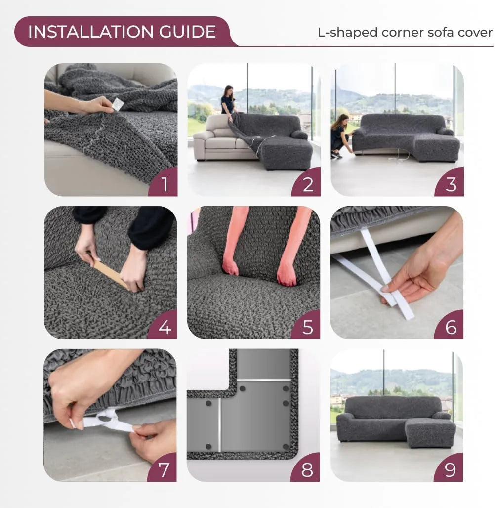 Italian L-Shaped Sofa Cover — Left Chaise