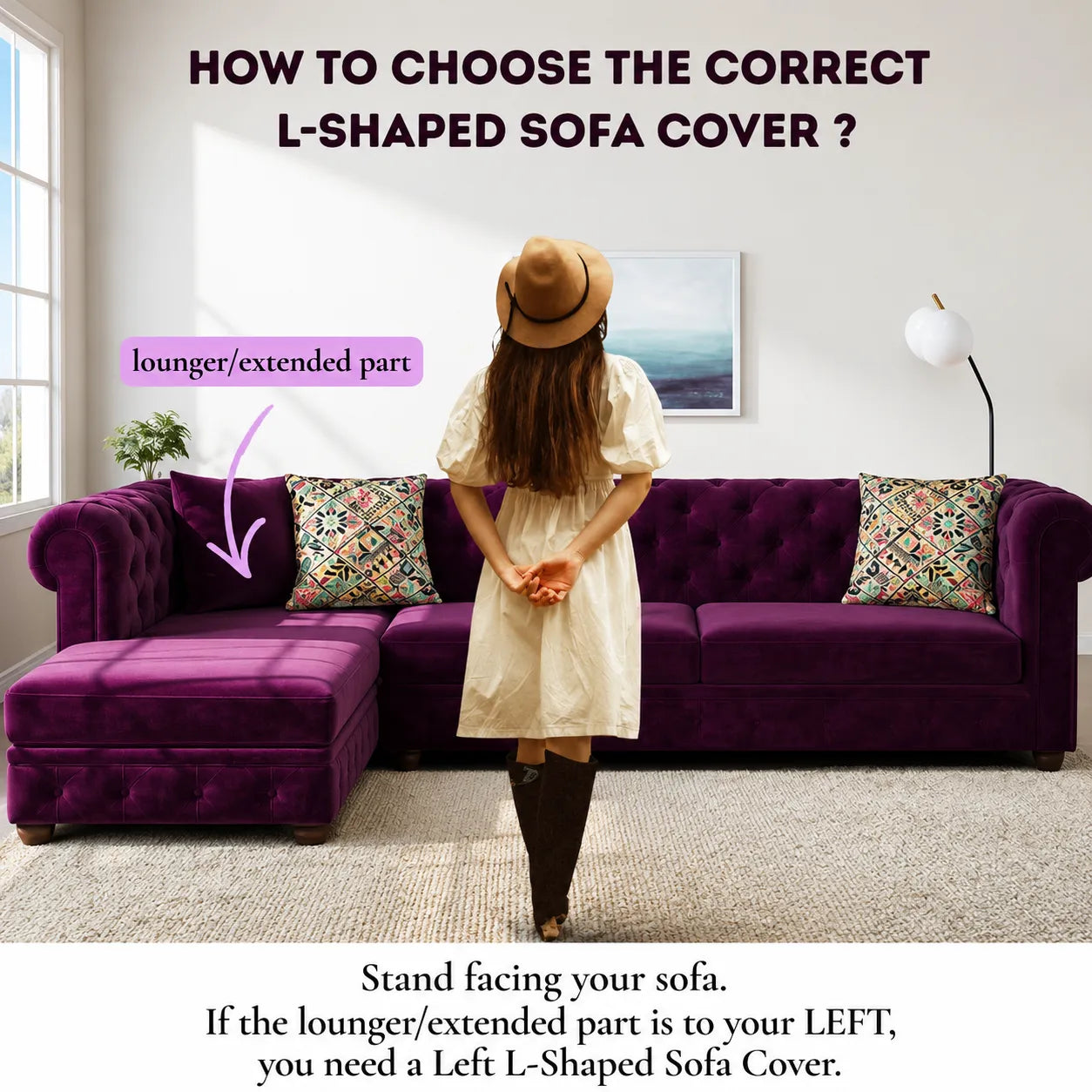 Italian L-Shaped Sofa Cover — Left Chaise