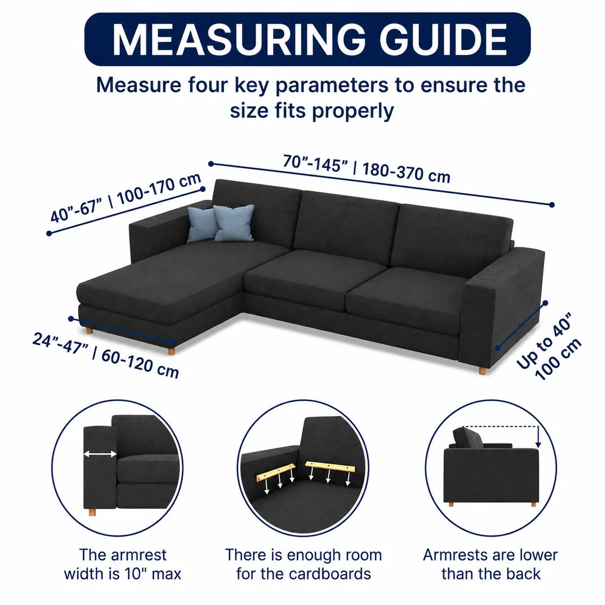 Italian L-Shaped Sofa Cover — Left Chaise