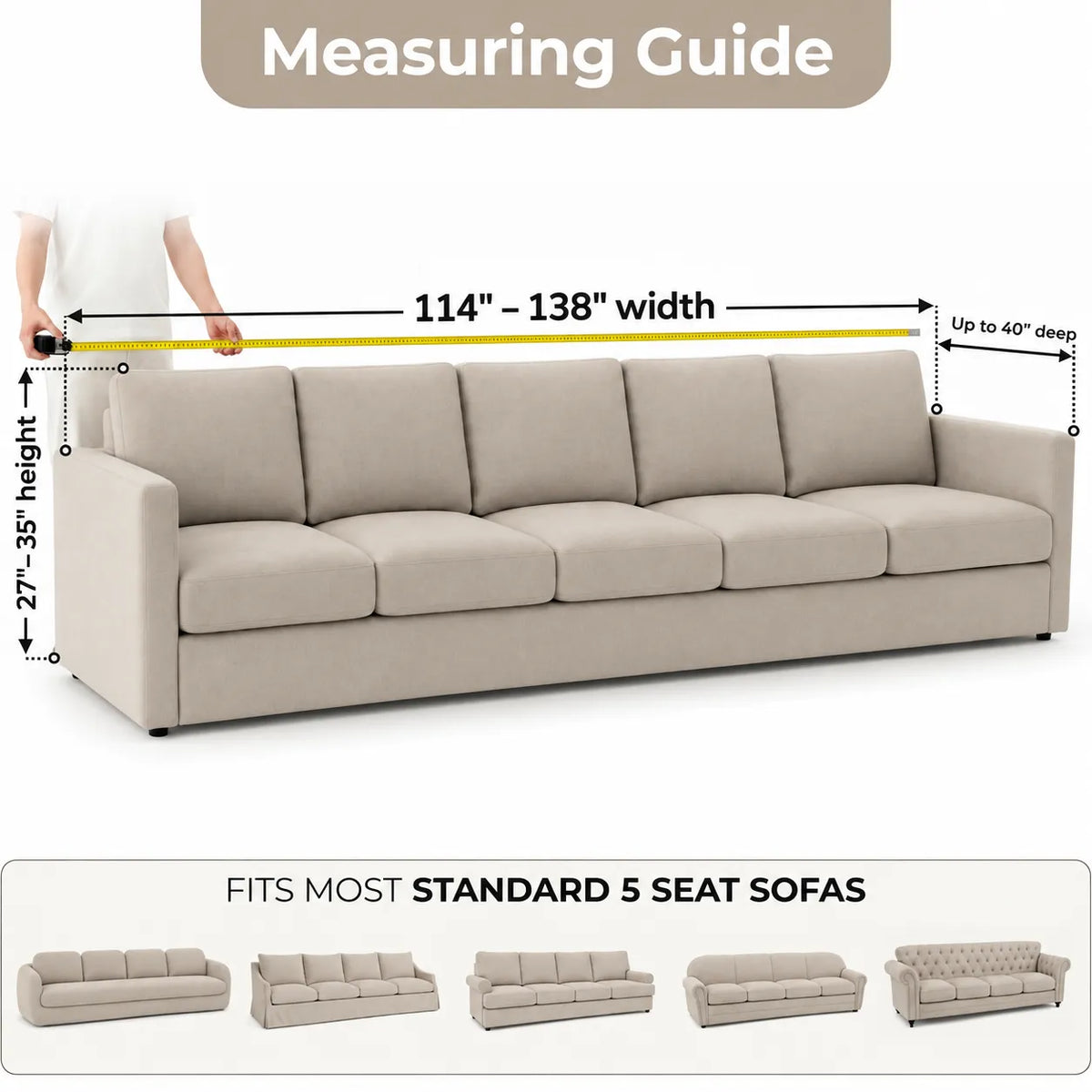 Italian Sofa Cover — 5 Seater