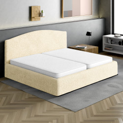 MICROFIBRA Bed Headboard & Frame Slipcover (King) VANILLA