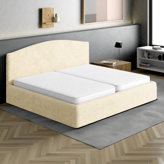 MICROFIBRA Bed Headboard & Frame Slipcover (King) VANILLA