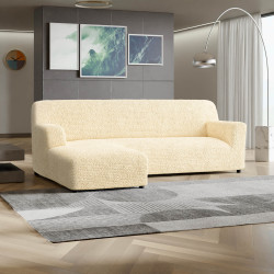 MICROFIBRA L-Shaped Sofa Slipcover (Left Chaise) VANILLA