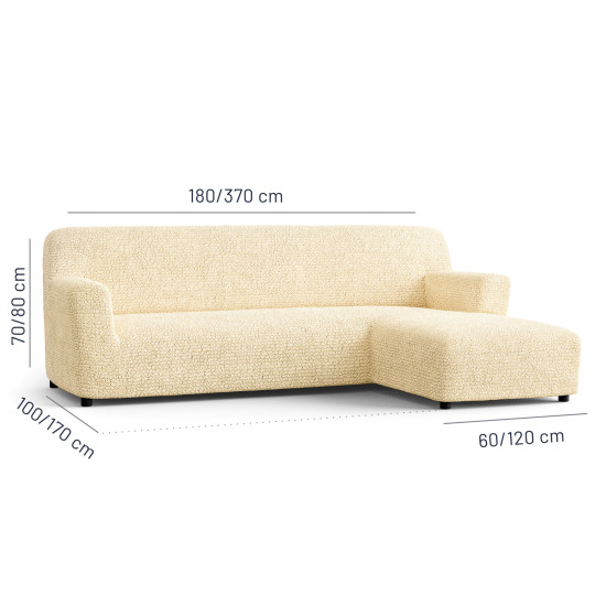 MICROFIBRA L-Shaped Sofa Slipcover (Right Chaise) VANILLA
