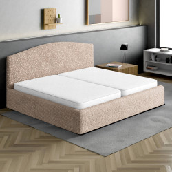 MICROFIBRA Bed Headboard & Frame Slipcover (King) CHAMPAGNE