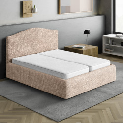 MICROFIBRA Bed Headboard & Frame Slipcover (Double) CHAMPAGNE