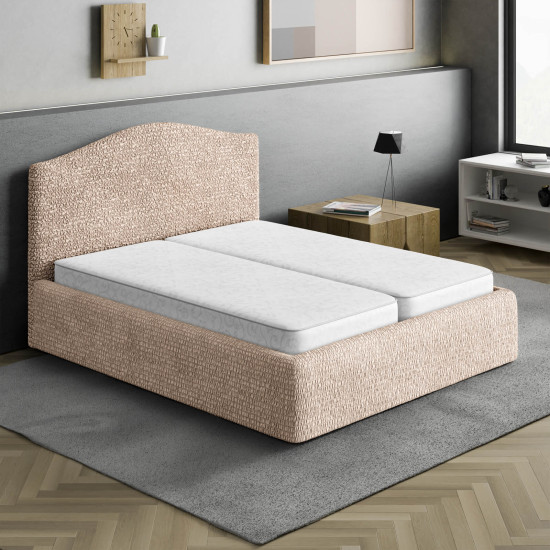 MICROFIBRA Bed Headboard & Frame Slipcover (Double) CHAMPAGNE