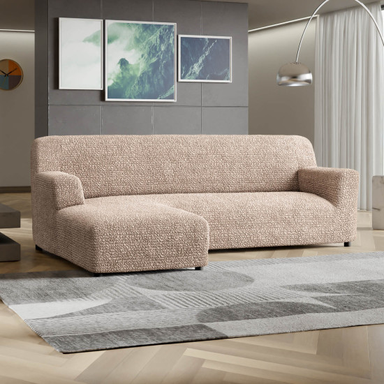 MICROFIBRA L-Shaped Sofa Slipcover (Left Chaise) CHAMPAGNE