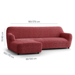 MICROFIBRA PRINTED L-Shaped Sofa Slipcover (Left Chaise) MEDITERRANEO BORDEAUX