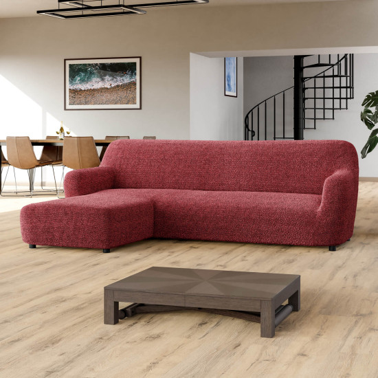 MICROFIBRA PRINTED L-Shaped Sofa Slipcover (Left Chaise) MEDITERRANEO BORDEAUX