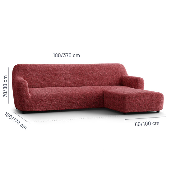 MICROFIBRA PRINTED L-Shaped Sofa Slipcover (Right Chaise) MEDITERRANEO BORDEAUX