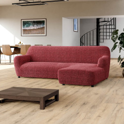 MICROFIBRA PRINTED L-Shaped Sofa Slipcover (Right Chaise) MEDITERRANEO BORDEAUX