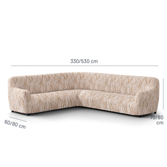 MICROFIBRA PRINTED Corner Sofa Slipcover UNIVERSO CREAM