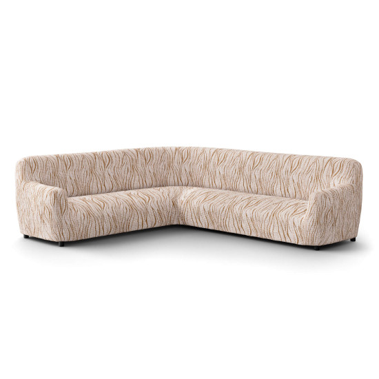 MICROFIBRA PRINTED Corner Sofa Slipcover UNIVERSO CREAM