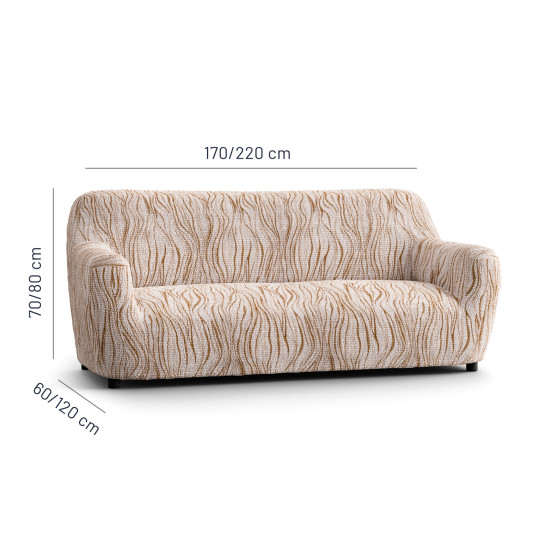 MICROFIBRA PRINTED 3 Seater Sofa Covers UNIVERSO CREAM
