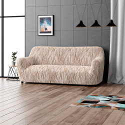 MICROFIBRA PRINTED 3 Seater Sofa Covers UNIVERSO CREAM