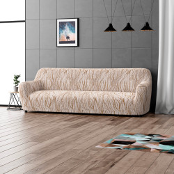 MICROFIBRA PRINTED 4 Seater Sofa Covers UNIVERSO CREAM