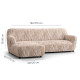 MICROFIBRA PRINTED L-Shaped Sofa Slipcover (Left Chaise) UNIVERSO CREAM