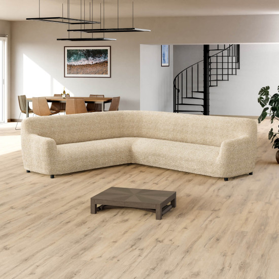 MICROFIBRA PRINTED Corner Sofa Slipcover MEDITERRANEO SAND