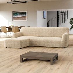MICROFIBRA PRINTED L-Shaped Sofa Slipcover (Left Chaise) MEDITERRANEO SAND