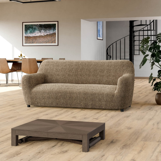 MICROFIBRA PRINTED 3 Seater Sofa Covers MEDITERRANEO COFFEE