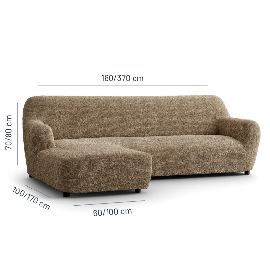 MICROFIBRA PRINTED L-Shaped Sofa Slipcover (Left Chaise) MEDITERRANEO COFFEE