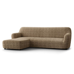 MICROFIBRA PRINTED L-Shaped Sofa Slipcover (Left Chaise) MEDITERRANEO COFFEE