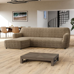 MICROFIBRA PRINTED L-Shaped Sofa Slipcover (Left Chaise) MEDITERRANEO COFFEE