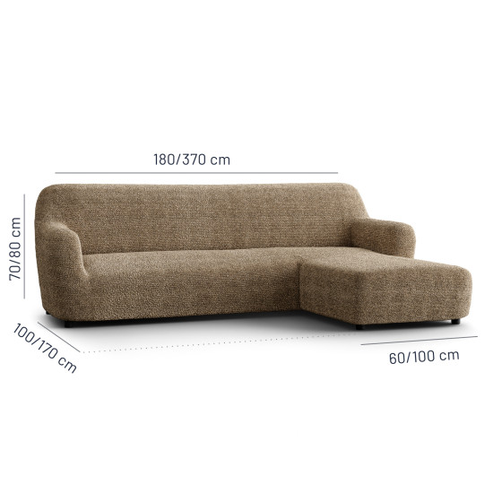 MICROFIBRA PRINTED L-Shaped Sofa Slipcover (Right Chaise) MEDITERRANEO COFFEE