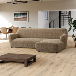 MICROFIBRA PRINTED L-Shaped Sofa Slipcover (Right Chaise) MEDITERRANEO COFFEE