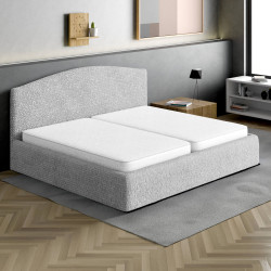 MICROFIBRA Bed Headboard & Frame Slipcover (King) PEARL