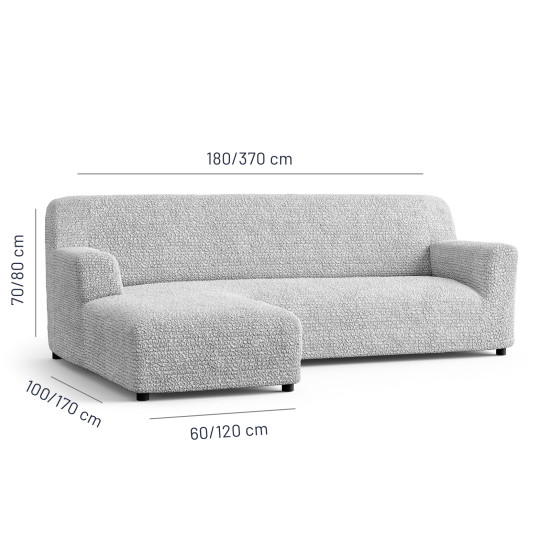 MICROFIBRA L-Shaped Sofa Slipcover (Left Chaise) PEARL