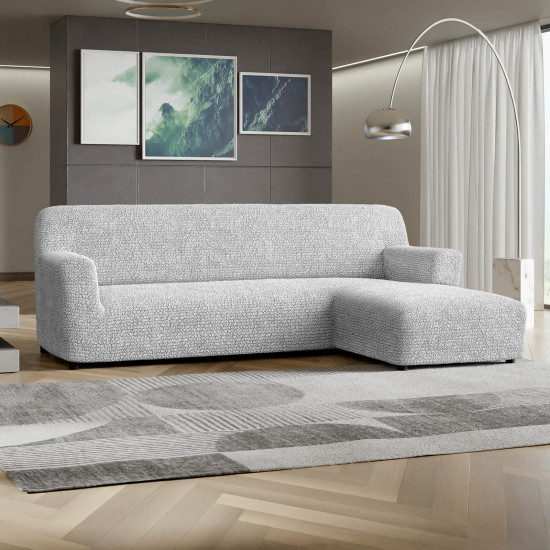 MICROFIBRA L-Shaped Sofa Slipcover (Right Chaise) PEARL