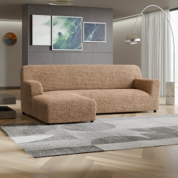MICROFIBRA L-Shaped Sofa Slipcover (Left Chaise) CAPPUCCINO