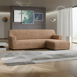 MICROFIBRA L-Shaped Sofa Slipcover (Right Chaise) CAPPUCCINO