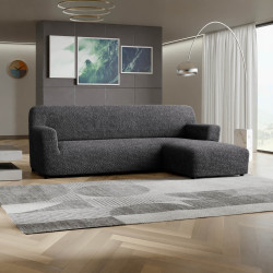MICROFIBRA L-Shaped Sofa Slipcover (Right Chaise) GRAPHITE