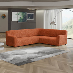 MICROFIBRA Corner Sofa Slipcover TERRACOTTA