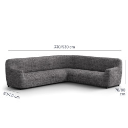 MICROFIBRA PRINTED Corner Sofa Slipcover VITTORIA GREY