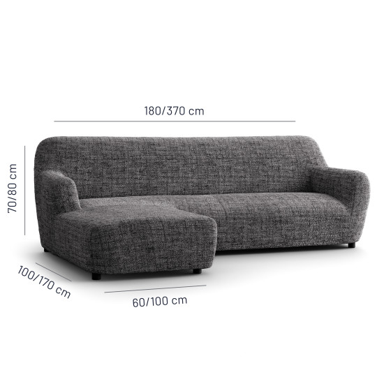 MICROFIBRA PRINTED L-Shaped Sofa Slipcover (Left Chaise) VITTORIA GREY