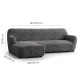 MICROFIBRA PRINTED L-Shaped Sofa Slipcover (Left Chaise) VITTORIA GREY