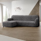 MICROFIBRA PRINTED L-Shaped Sofa Slipcover (Left Chaise) VITTORIA GREY