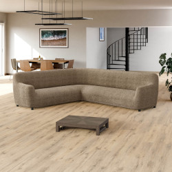 MICROFIBRA PRINTED Corner Sofa Slipcover MEDITERRANEO COFFEE