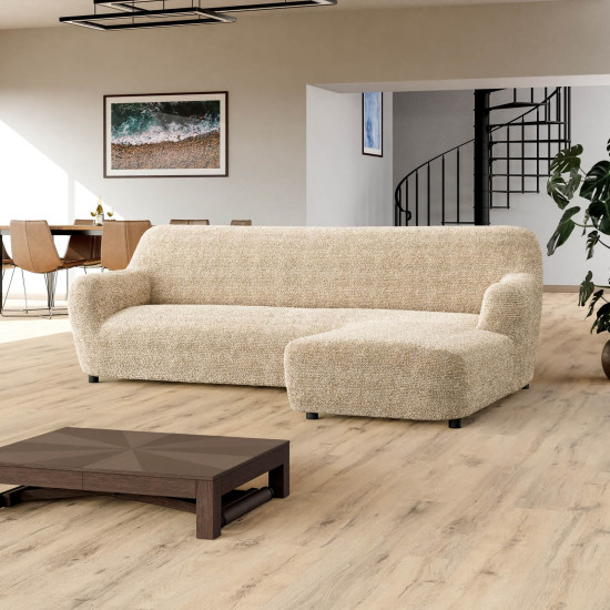 MICROFIBRA PRINTED L-Shaped Sofa Slipcover (Right Chaise) MEDITERRANEO SAND